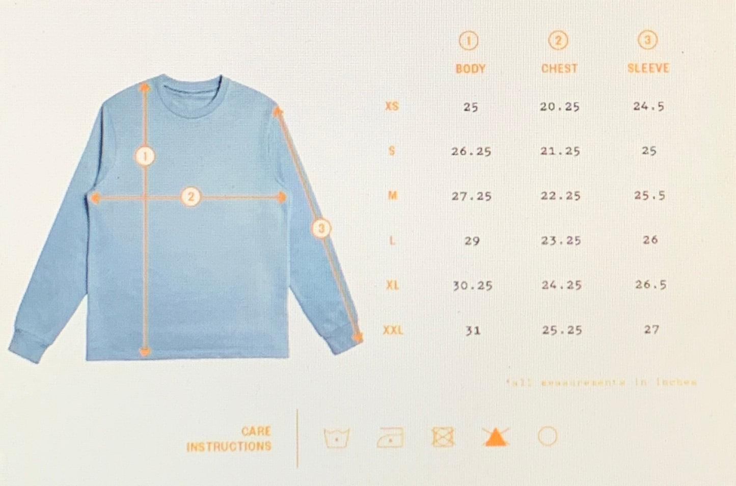 ORGANIC CREWNECK SIZE CHART