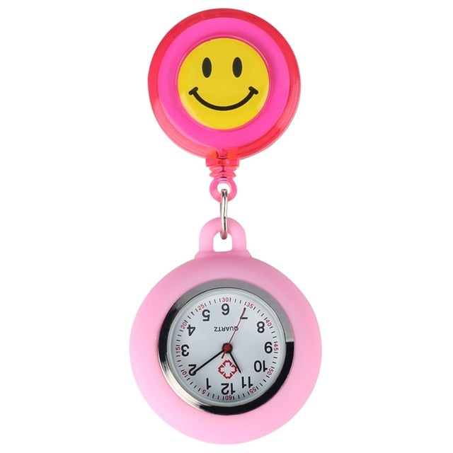 Smiling Clip-On Fob Brooch Pendant Hanging Quartz Pocket Adjustable Watch For Medical Doctor Nurse Watches