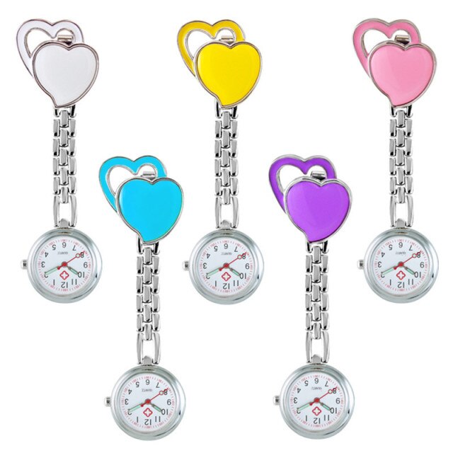 Double heart nurse watch heart shape nurse watch luminous waterproof hanging watch