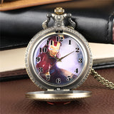 Half Hunter Men Iron-Man Theme Pocket Watch Quartz Fob Clock Vintage Pendant Children Birthday Gift reloj de bolsillo