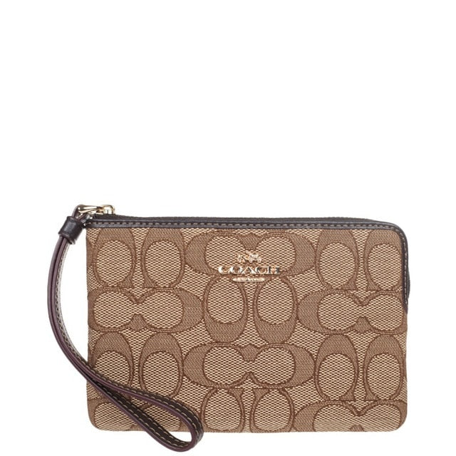 Coach Corner Zip Outlined Signature Canvas Wristlet F58033 wallet