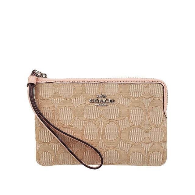 Coach Corner Zip Outlined Signature Canvas Wristlet F58033 wallet