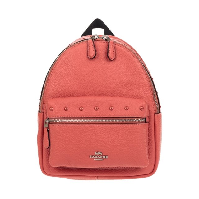 COACH Pebble Leather Studs Mini Charlie Backpack Purse F45070