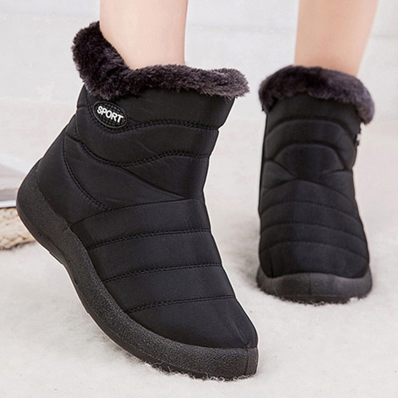 Women's Non-Slip Winter Snow Boots Fur Ankle Down Waterproof Booties Botas Mujer Sizes 40-43