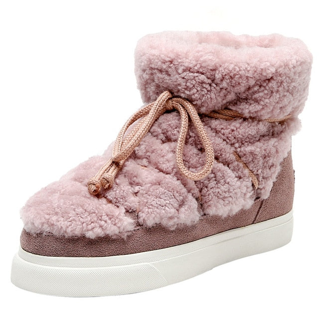 FEDONAS Sweet Women Wool Cow Suede Ankle Boots Female Big Size Snow Boots Dancing Casual Shoes Woman Newest Flats Platform Boots