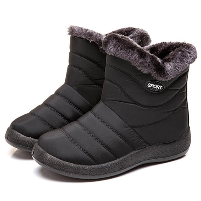 Women's Non-Slip Winter Snow Boots Fur Ankle Down Waterproof Booties Botas Mujer Sizes 40-43