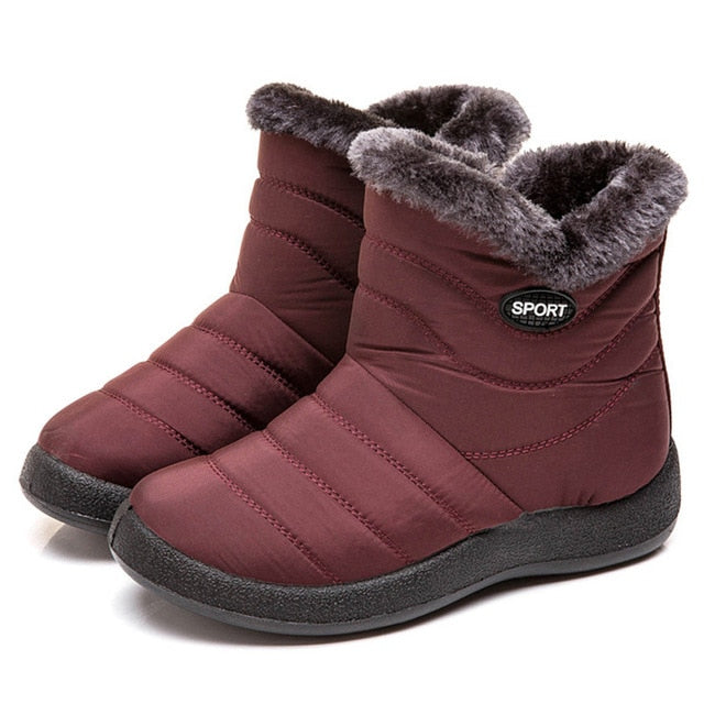 Women's Non-Slip Winter Snow Boots Fur Ankle Down Waterproof Booties Botas Mujer Sizes 40-43