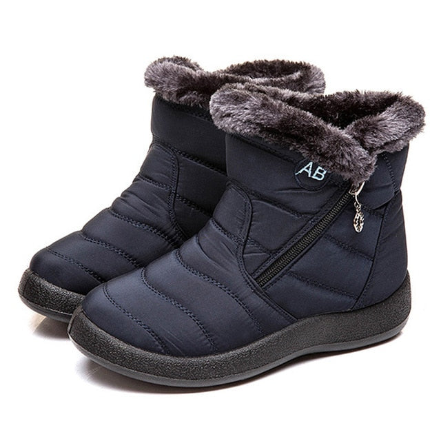Women's Non-Slip Winter Snow Boots Fur Ankle Down Waterproof Booties Botas Mujer Sizes 40-43
