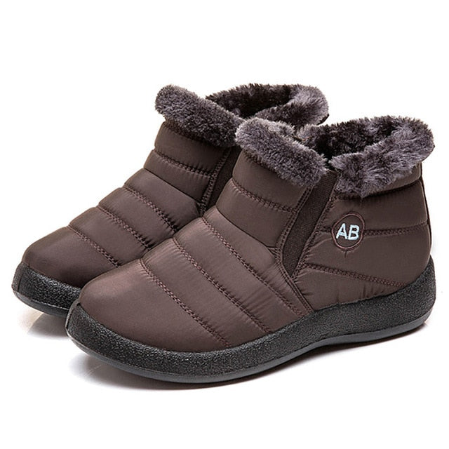 Women's Non-Slip Winter Snow Boots Fur Ankle Down Waterproof Booties Botas Mujer Sizes 40-43