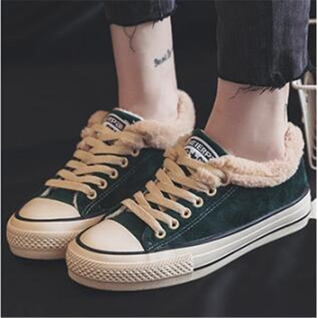 Women Winter Fur Ankle Snow Boots Comfortable Thick Plush Keep Warm Sneaker Flock Platform Cotton Shoes Botas Mujer