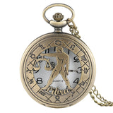 Vintage Zodiac Pattern Pocket Watch Modern Necklace Chain Copper Retro Style Twelve Constellation Men Women Clock Relogio Gift