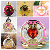 Japanese Anime Sailor Moon Quartz Pocket Watch Fashion Unique Necklace Pendant Chain Cosplay Gifts for Women Girls Lady