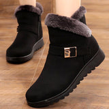 Casual Women Winter Solid Flat Plush Warm Snow Boots Zipper Platform Ankle