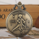 “Classic” The Little Prince Movie Planet Blue Bronze Vintage Quartz Pocket FOB Watch Popular Gifts for Boys Girls Kids