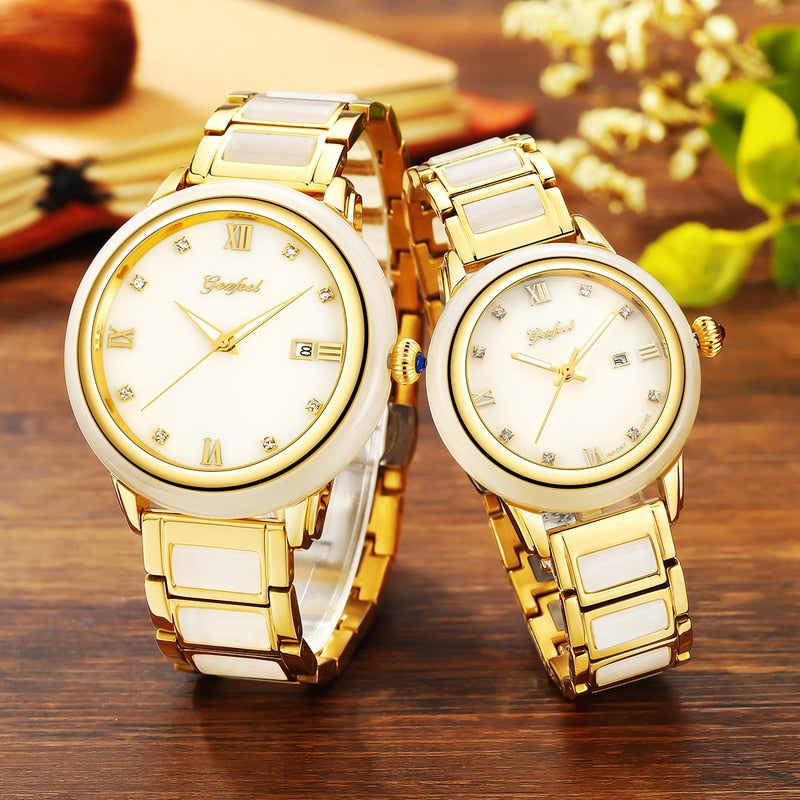 Rushed Jade Watch Fashion Couple Stainless Steel Belt Automatic Mechanical Movement Waterproof