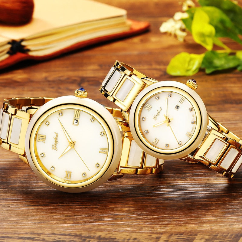 Rushed Jade Watch Fashion Couple Stainless Steel Belt Automatic Mechanical Movement Waterproof