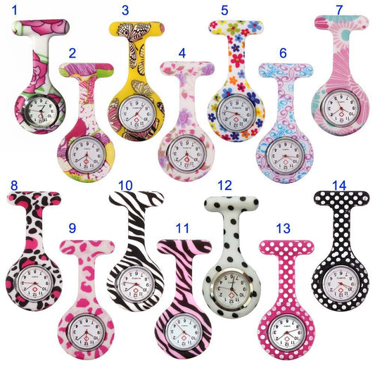 Newly Nurse Watches Printed Style Clip-On Fob Brooch Pendant Pocket Hanging Doctor Nurses Medical Quartz Watch FIF66