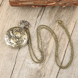 Bronze Pocket Watch for Children Pendant Necklace Chain Quartz Pocket Clock Gifts for Boys Girls