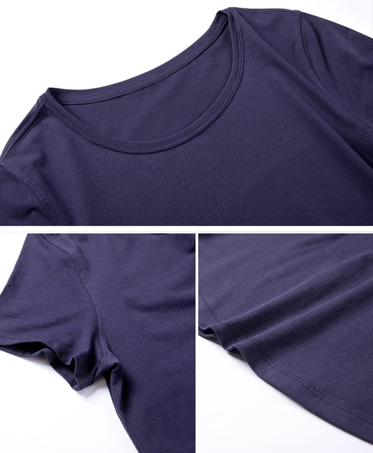 YOGA Women's Pima Cotton Fitness Round Neck Short Sleeve Tee