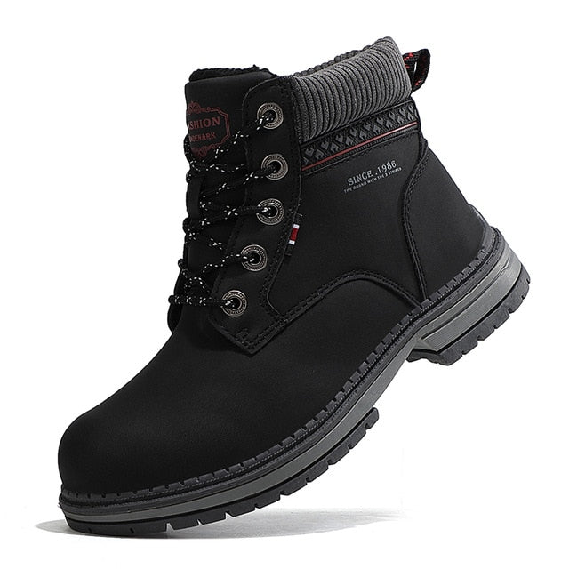 JOKIHA Ankle Boots Women Winter PU Leather Plush Warm Waterproof Short Motorcycle Boots Women's Shoes Booties