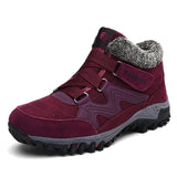 Winter Women's Snow Leather Warm Thick Plush Snow Boots Waterproof Wedge Suede Non-Slip Boots