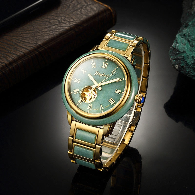 Real Mr Phil Jade Watch Gold Trainspotter Ornamental Space Mechanical Couple Table Strap Water-resistant A Undertakes