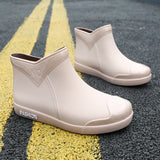 SWYIVY Women Waterproof Rain Boots Ankle Shoes Autumn Water Shoes Rain Ankle Boots Flats