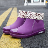 SWYIVY Women Waterproof Rain Boots Ankle Shoes Autumn Water Shoes Rain Ankle Boots Flats