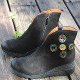 Retro Nubuck Boots For Womens Leather Platform Boots Black/Coffee