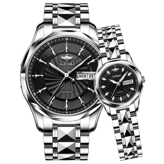 OUPINKE Top Luxury Brand Couple Automatic Mechanical Watch Waterproof Stainless Steel Watch Strap Women And Men Watch