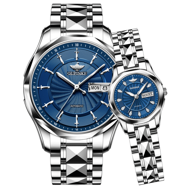 OUPINKE Top Luxury Brand Couple Automatic Mechanical Watch Waterproof Stainless Steel Watch Strap Women And Men Watch