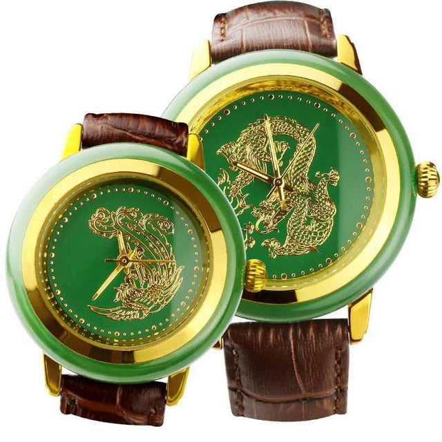 NEW COUPLE WATCH LOVERS CLOCK JADE LEATHER WATERPROOF CREATIVE FASHION BUSINESS MEN WRISTWATCH COLLECTOR'S EDITION WOMEN'S WATCH