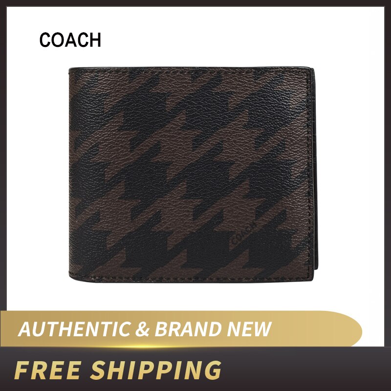 Coach F37885 Boxed Compact ID Wallet Gift Set in Houndstooth Print