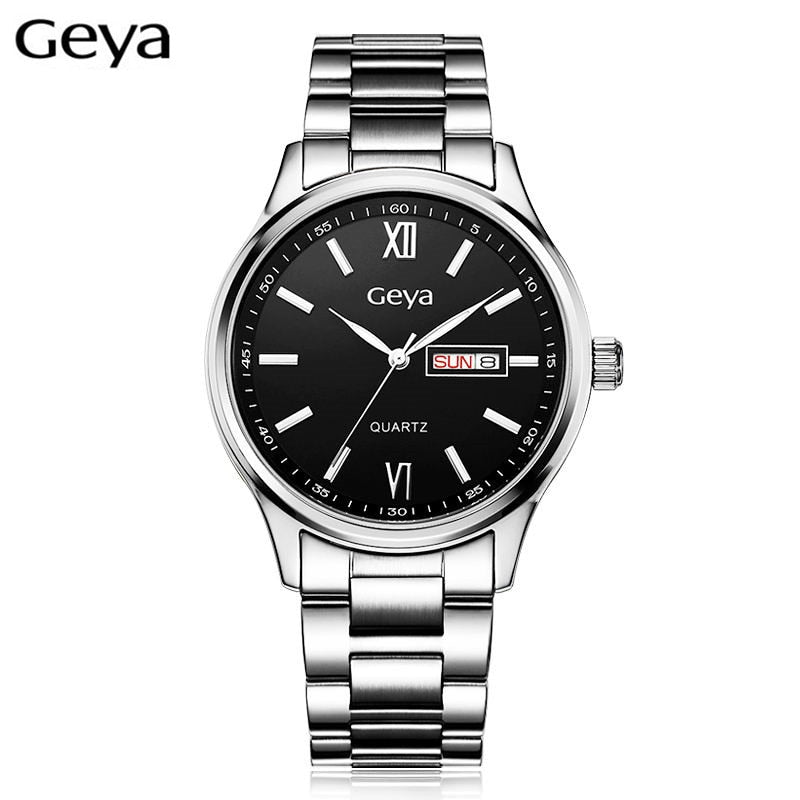 Geya Luxury Top Brand Women Quartz Watches Calendar Stainless Steel  Luminous Lovers Waterproof Wristwatch Geya Men Watch