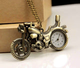 New Bronze Vintage Retro Motorcycle Motorbike Pocket Watch Necklace Pendant Women Quartz Watches relogio