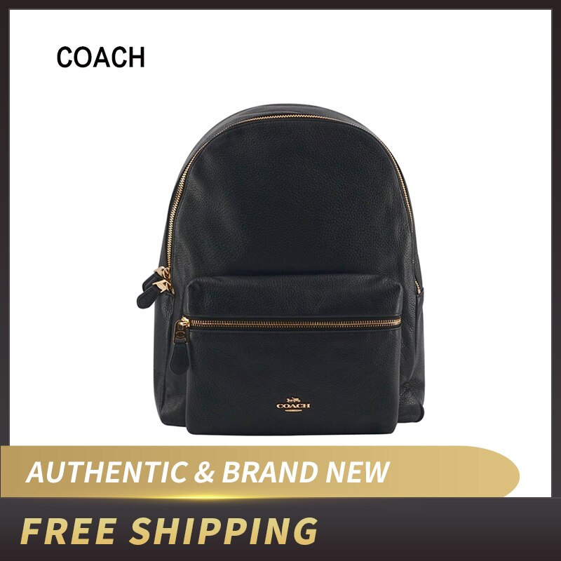 Coach  Pebble Leather Full Size Charlie Backpack Black F29004